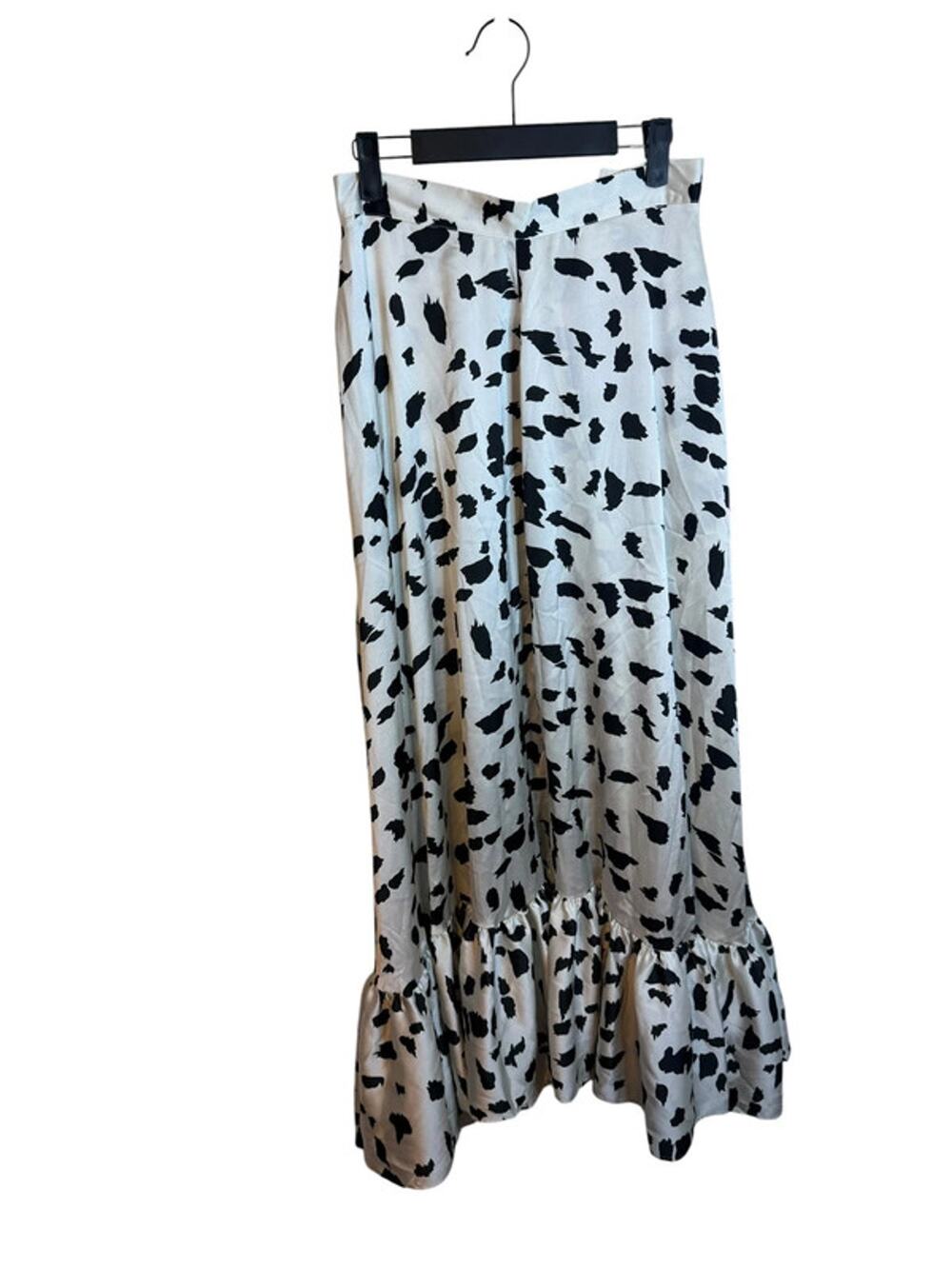 T. Tribe Black and Cream Speckled Ruffle Hem Maxi Skirt